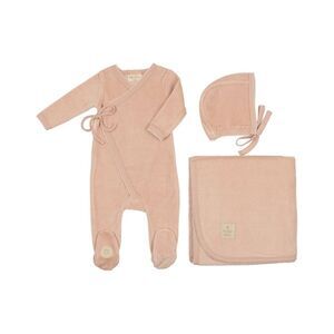 Mon Tresor Girls  Scallop Wrap Layette Set, Pink